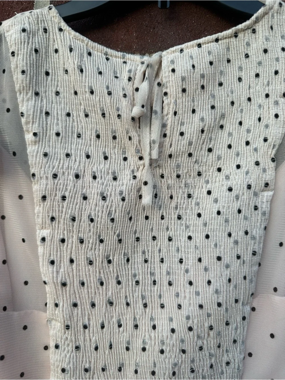 Zara Cream and Black Polka Dot Ruffle Crop Top Size Medium